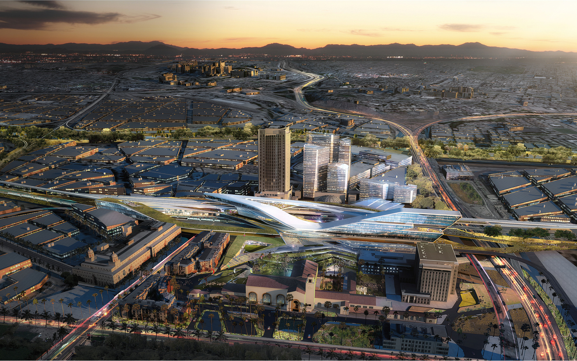 UNStudio's Vision Board for the expansion of Los Angeles' Union Station presented in LA